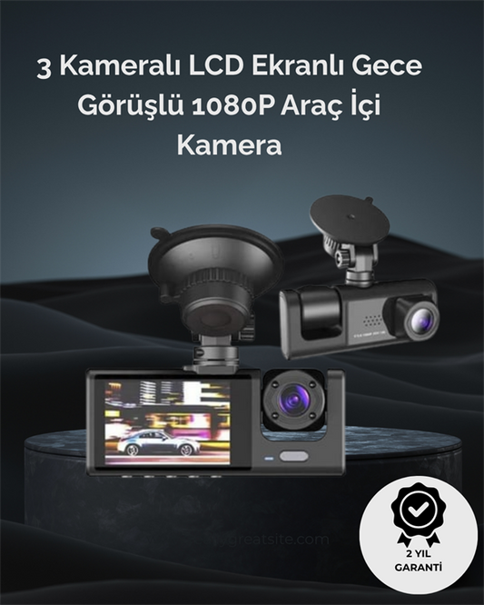 1. 3 Kameralı Full HD Araç Kamerası – Ön İç ve Arka Görüş ile %100 Kapsama | En Uygun Araç İçi Kamera Fiyatları