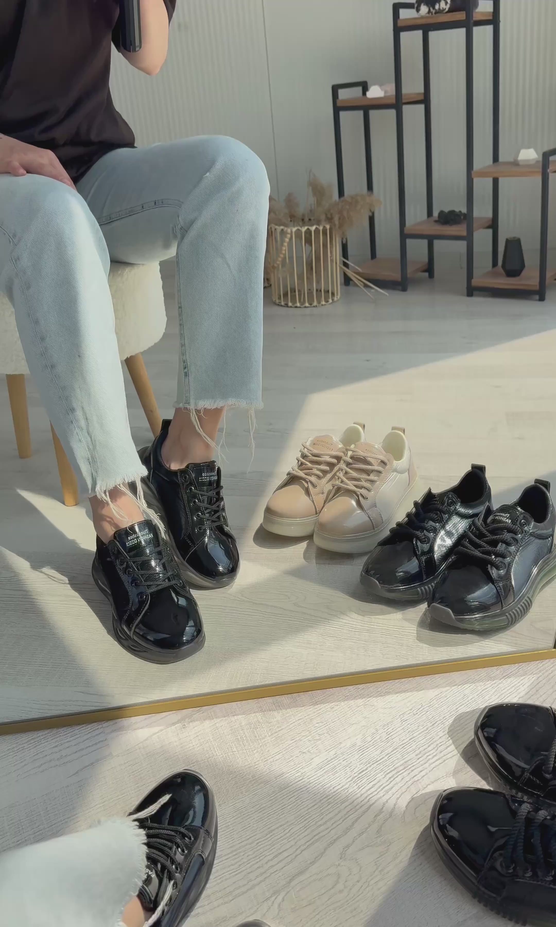 Piona Siyah Rugan Gri Tabanlı Spor Ayakkabı