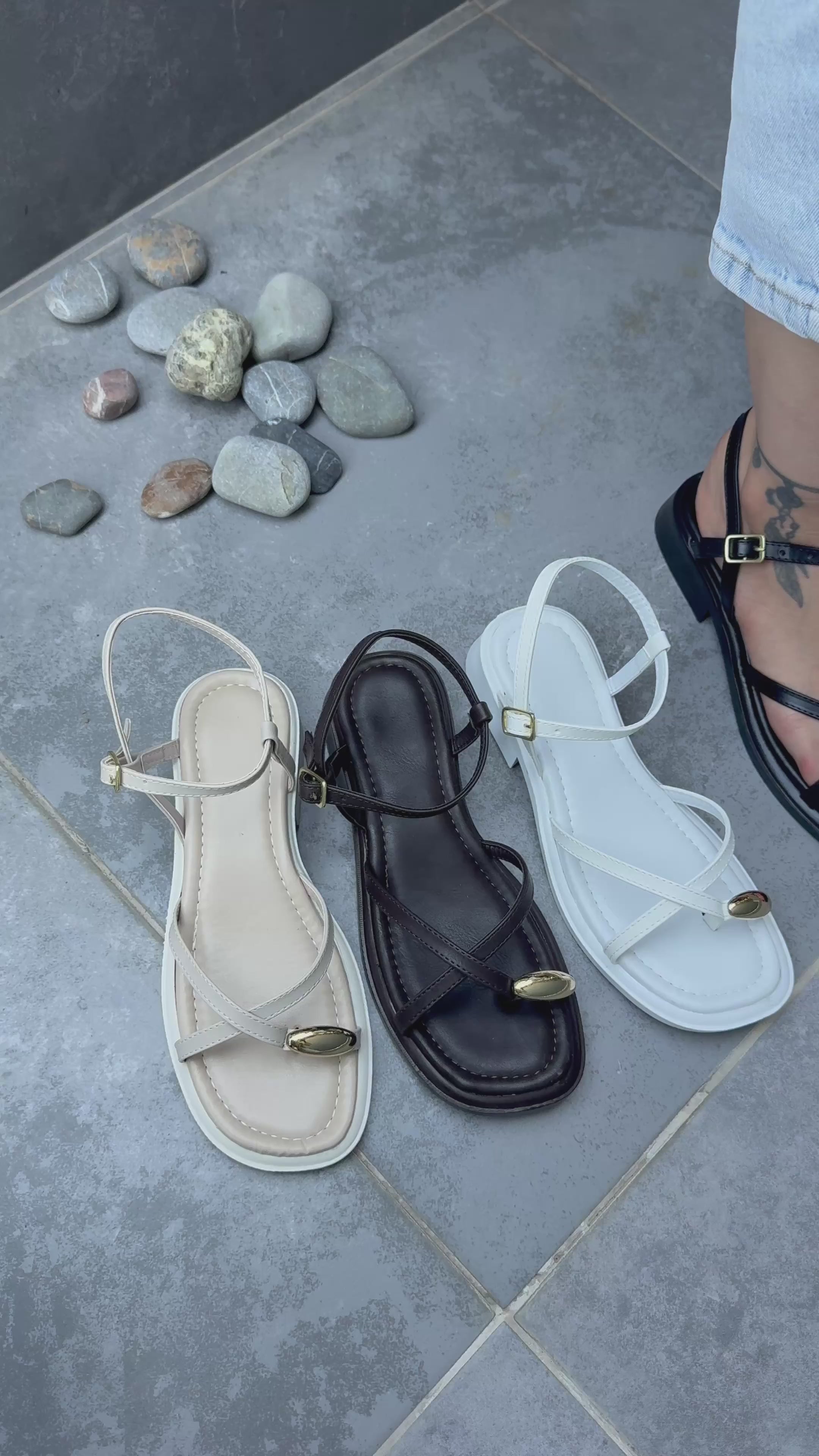 Nordi Bej Cilt Kemerli Sandalet