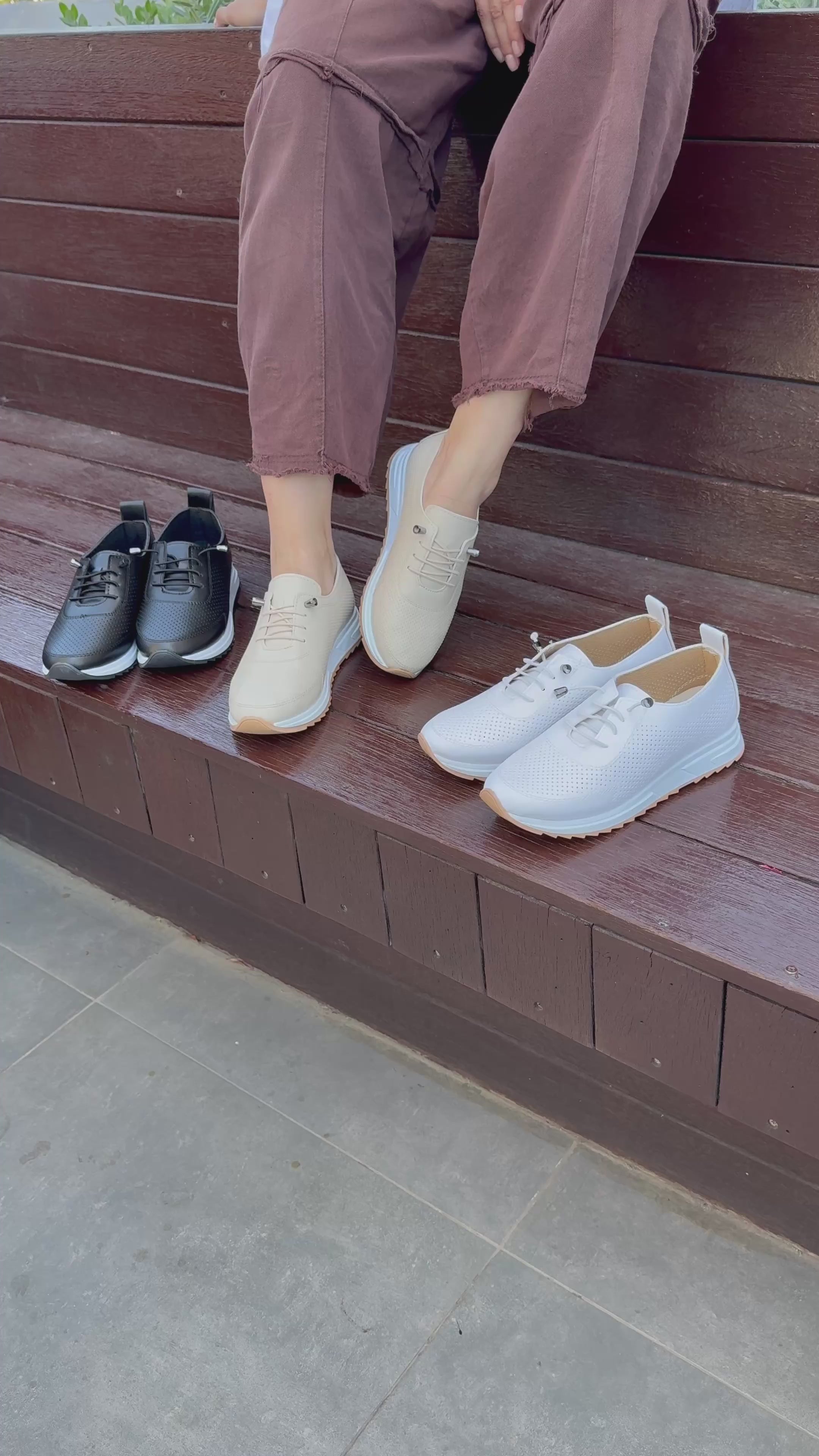 Tone Bej Cilt Bağcıklı Spor Ayakkabı