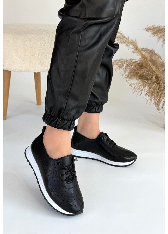 Tone Siyah Cilt Bağcıklı Spor Ayakkabı