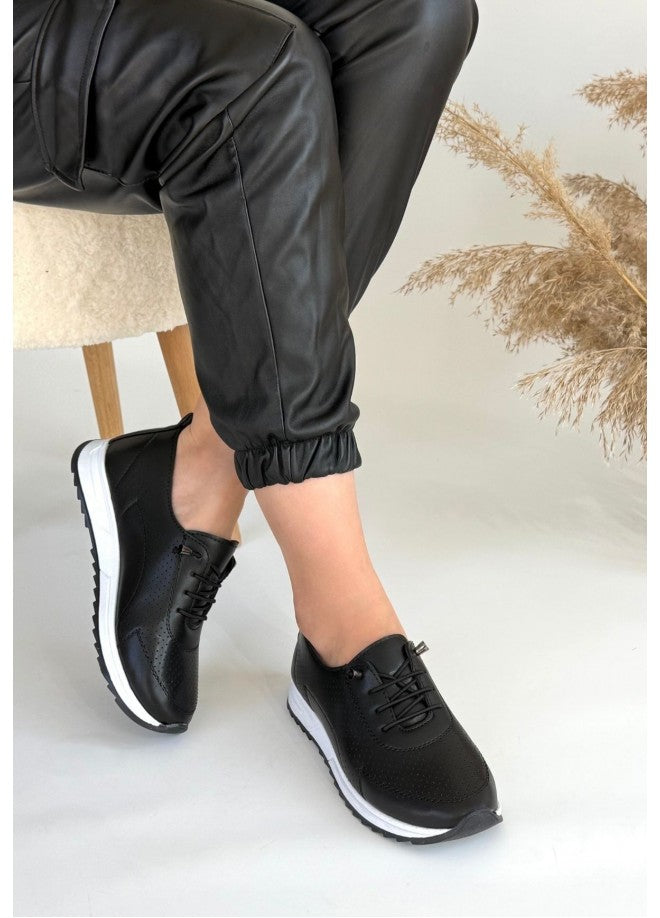 Tone Siyah Cilt Bağcıklı Spor Ayakkabı