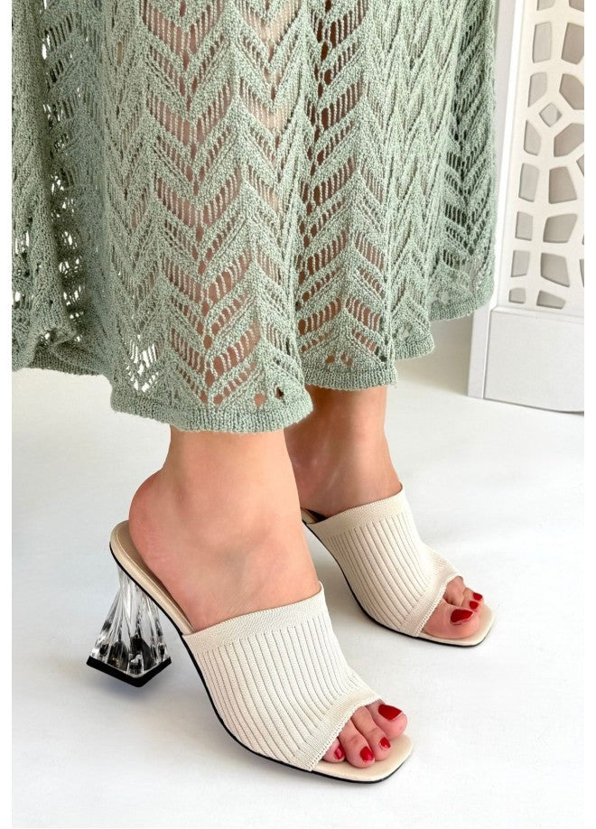 Evra Ten Triko Topuklu Terlik