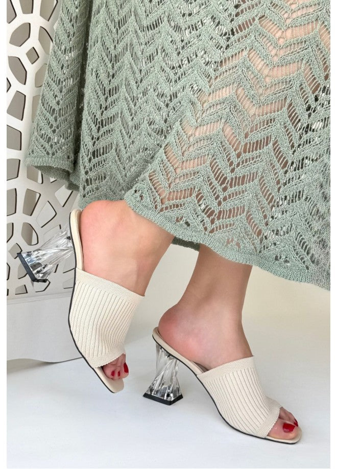 Evra Ten Triko Topuklu Terlik