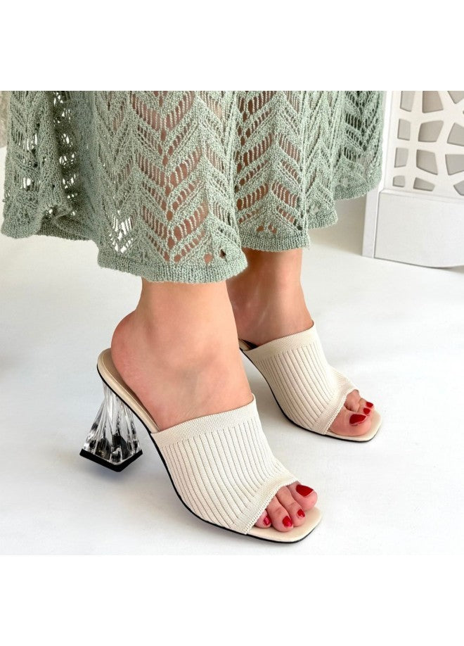 Evra Ten Triko Topuklu Terlik