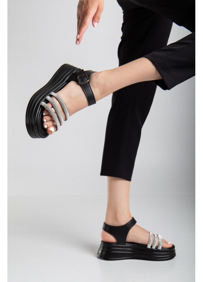 Lalen Siyah Kemerli Sandalet