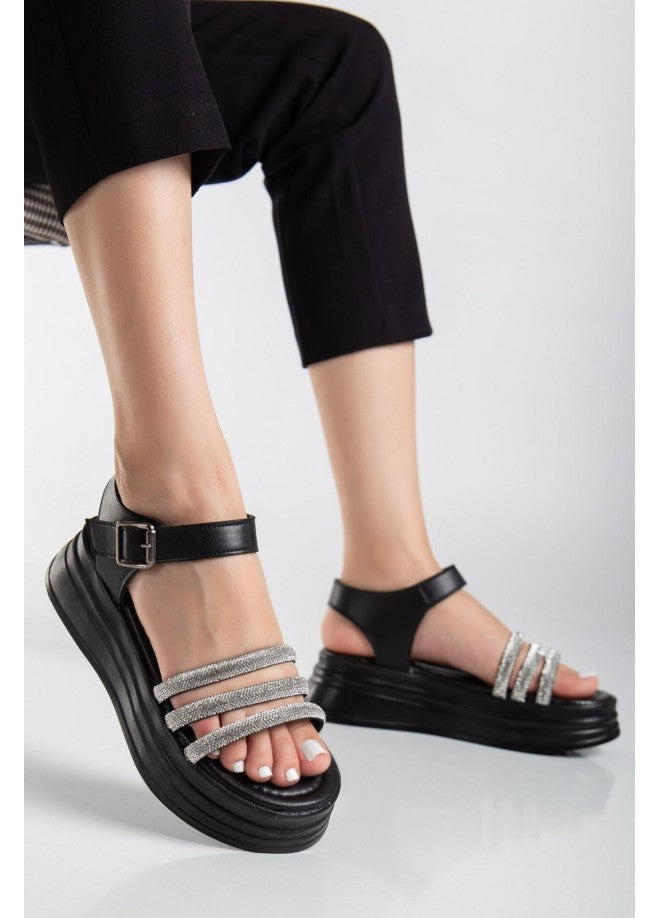 Lalen Siyah Kemerli Sandalet