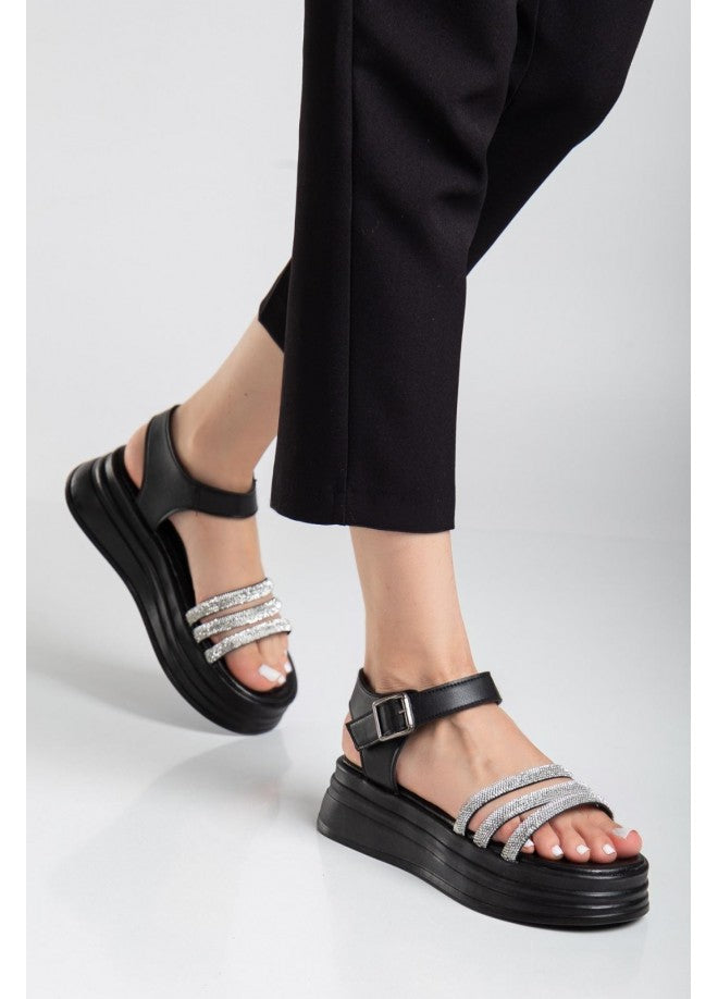 Lalen Siyah Kemerli Sandalet