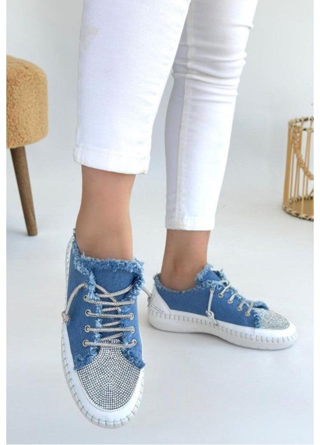 Enber Mavi Kot Bağcıklı Spor Ayakkabı