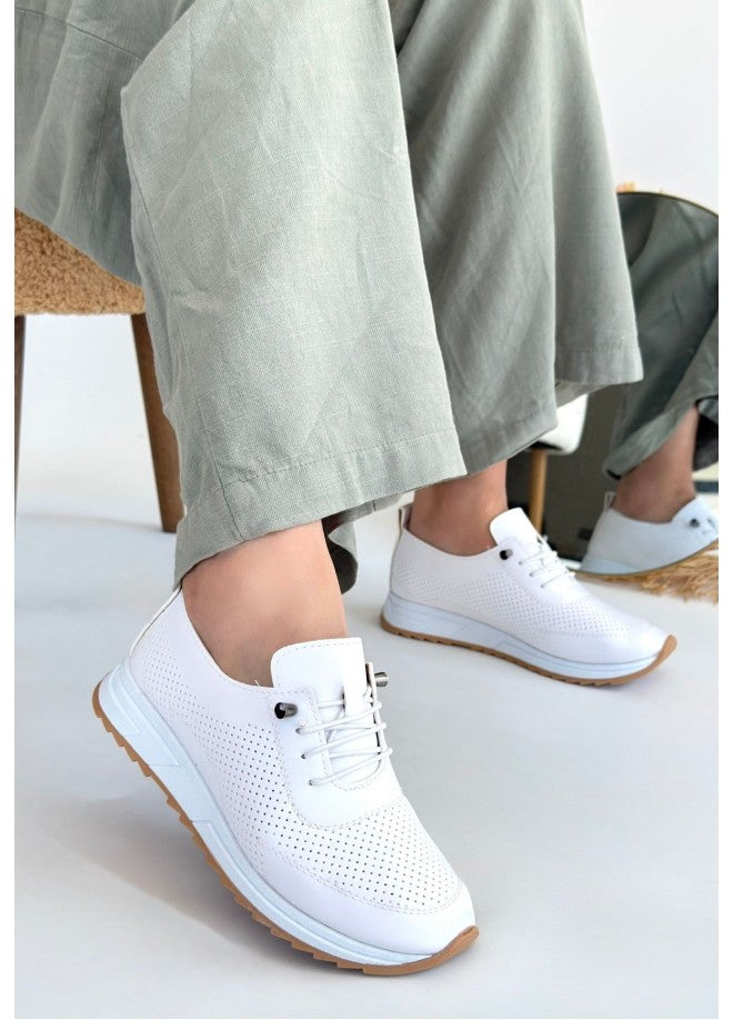 Tone Beyaz Cilt Bağcıklı Spor Ayakkabı