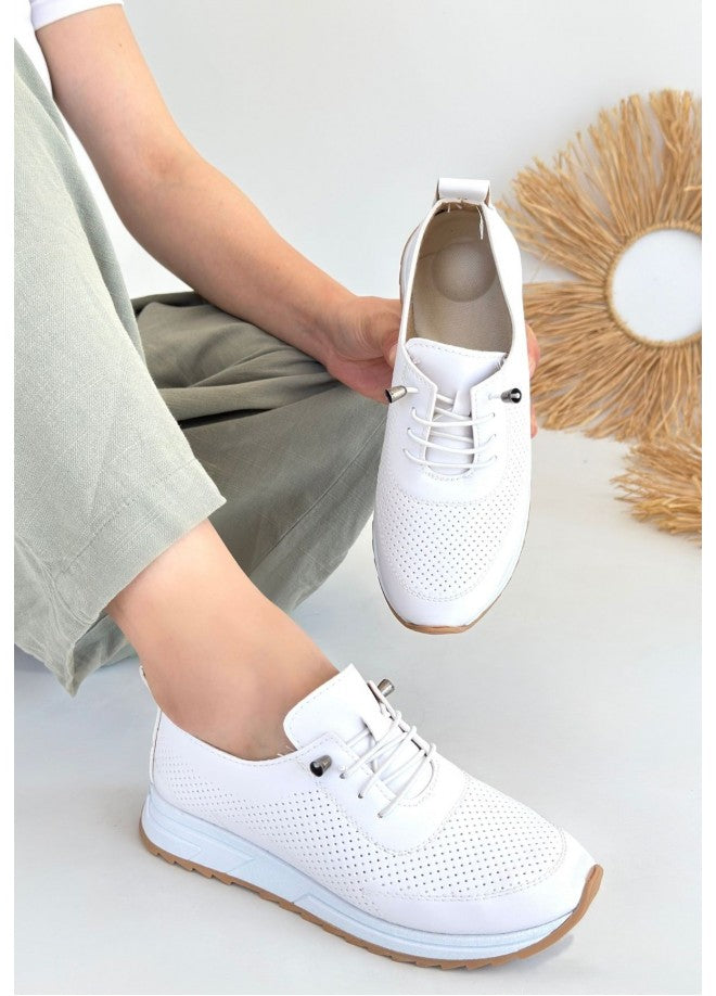 Tone Beyaz Cilt Bağcıklı Spor Ayakkabı