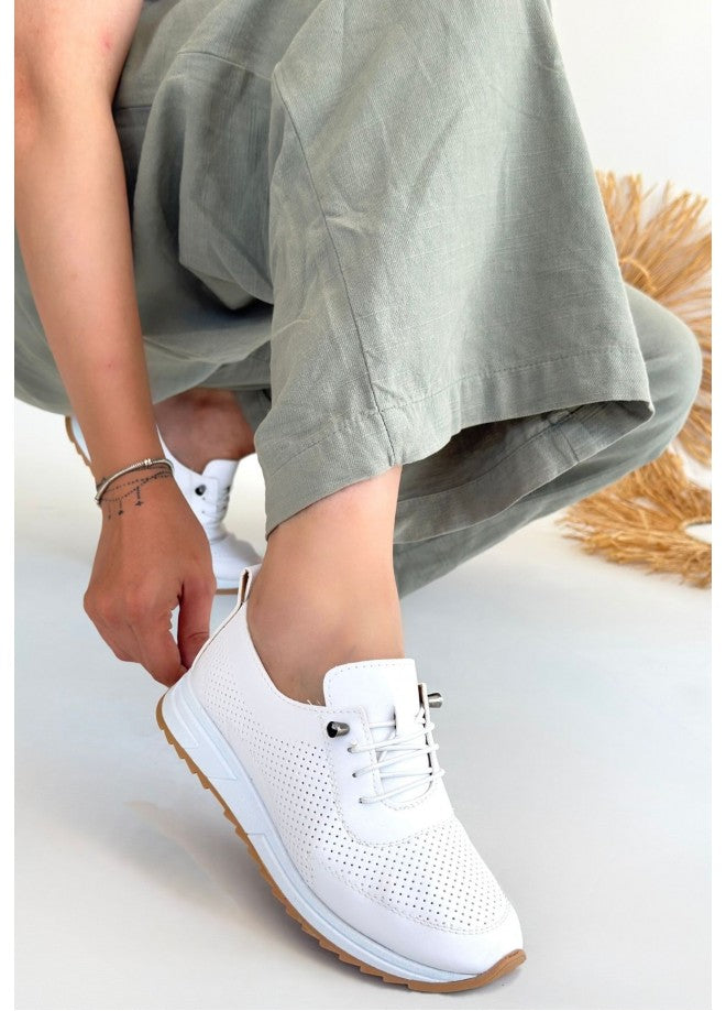 Tone Beyaz Cilt Bağcıklı Spor Ayakkabı