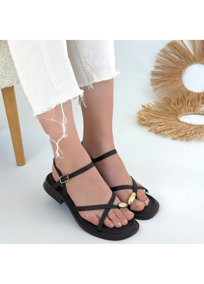 Nordi Kahverengi Cilt Kemerli Sandalet