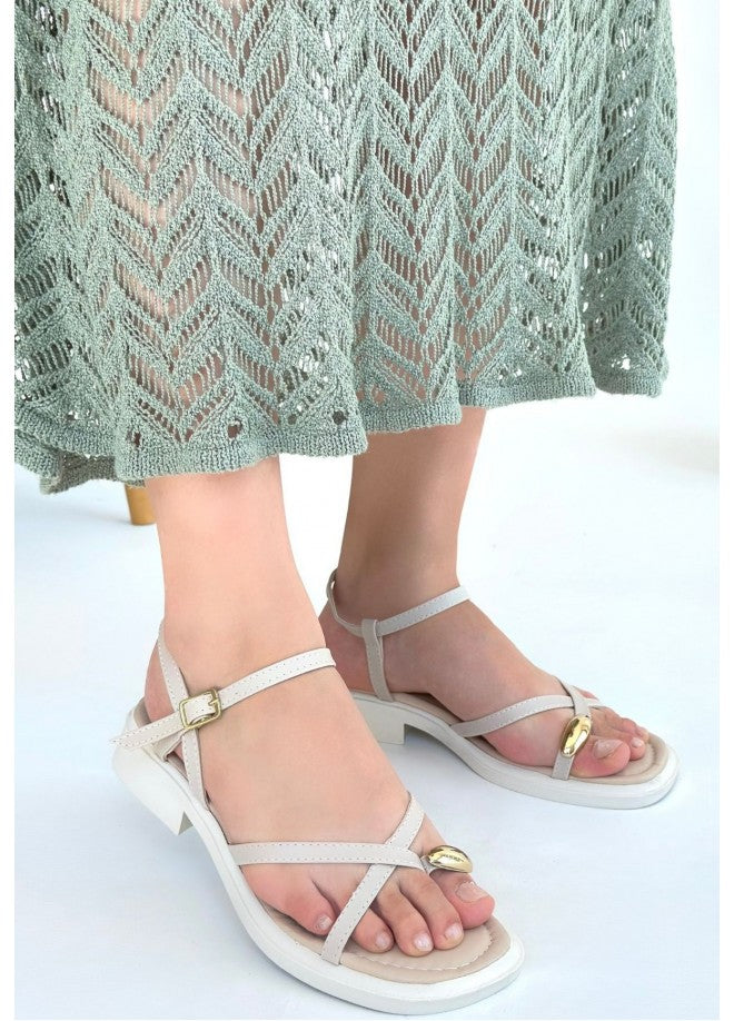Nordi Bej Cilt Kemerli Sandalet