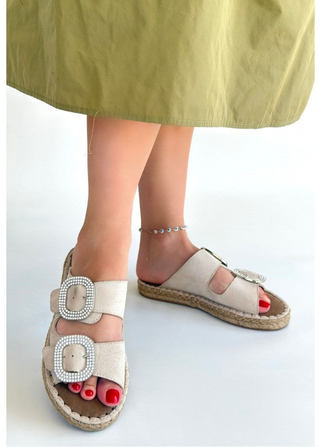 Hertas Bej Nubuk Tokalı Terlik