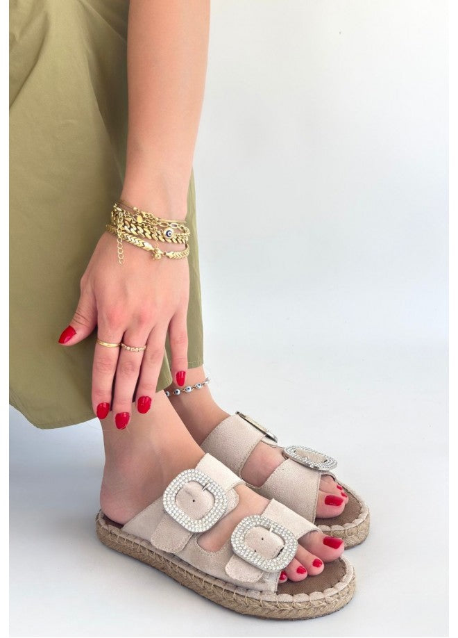 Hertas Bej Nubuk Tokalı Terlik