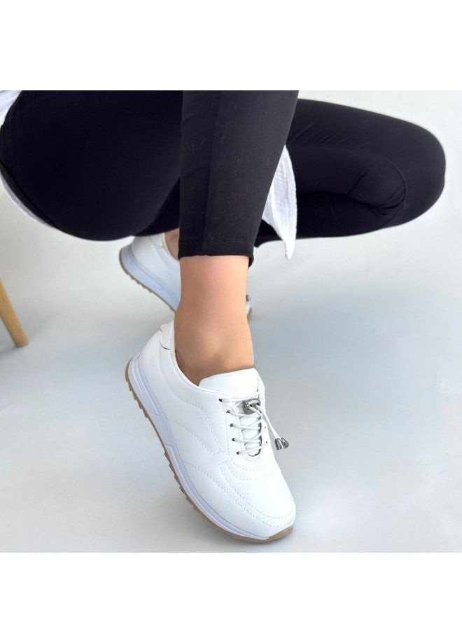 Finna Beyaz Cilt Bağcıklı Spor Ayakkabı