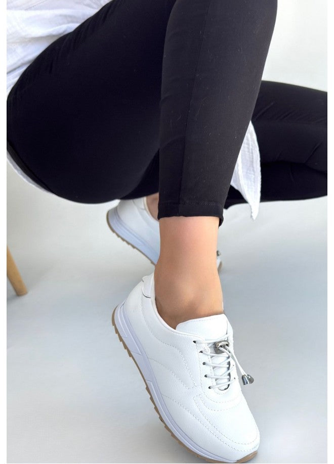 Finna Beyaz Cilt Bağcıklı Spor Ayakkabı