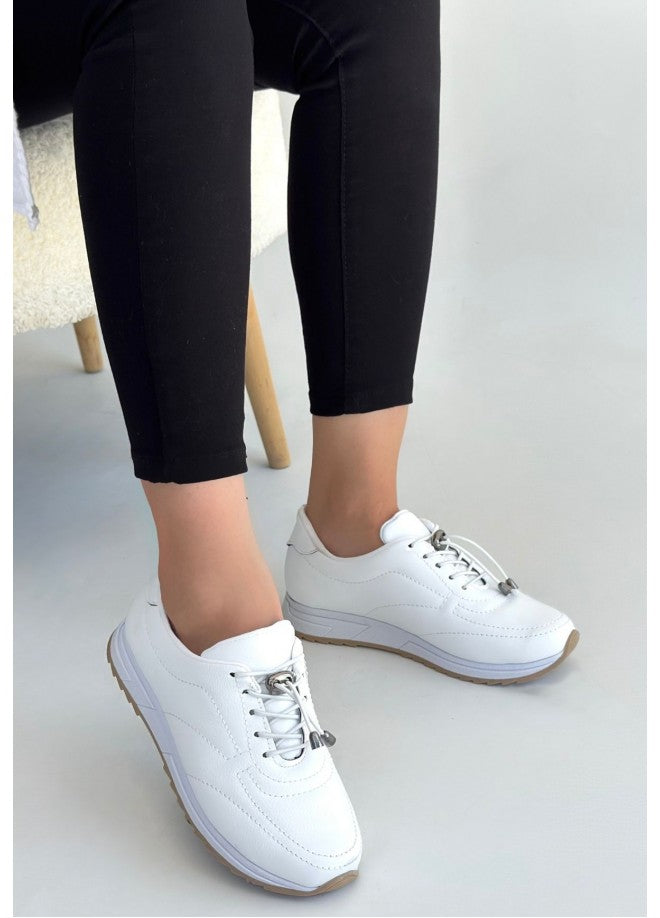 Finna Beyaz Cilt Bağcıklı Spor Ayakkabı